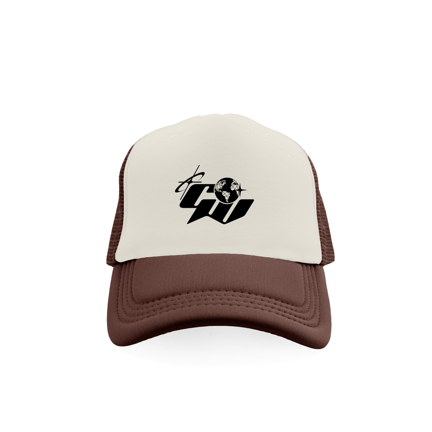 CW 2-TONE LOGO TRUCKER HAT (BROWN/CREAM)